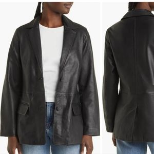 NWT All Saints Corinna Leather blazer jacket in black